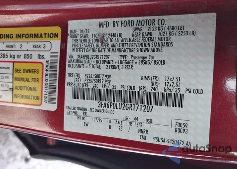 2016 Ford Fusion Hybrid Se z USA, uszkodzony, nr VIN 3FA6P0LU2GR171207
